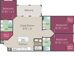 A floor plan for a two bedroom apartment.
